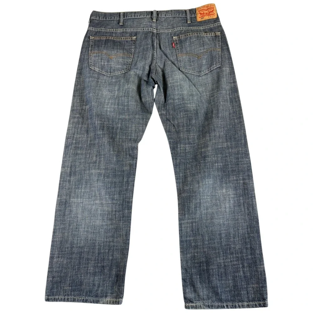 Levis 569 Loose Straight Jeans Mens 38x32 Blue Washed Relaxed Western Workwear